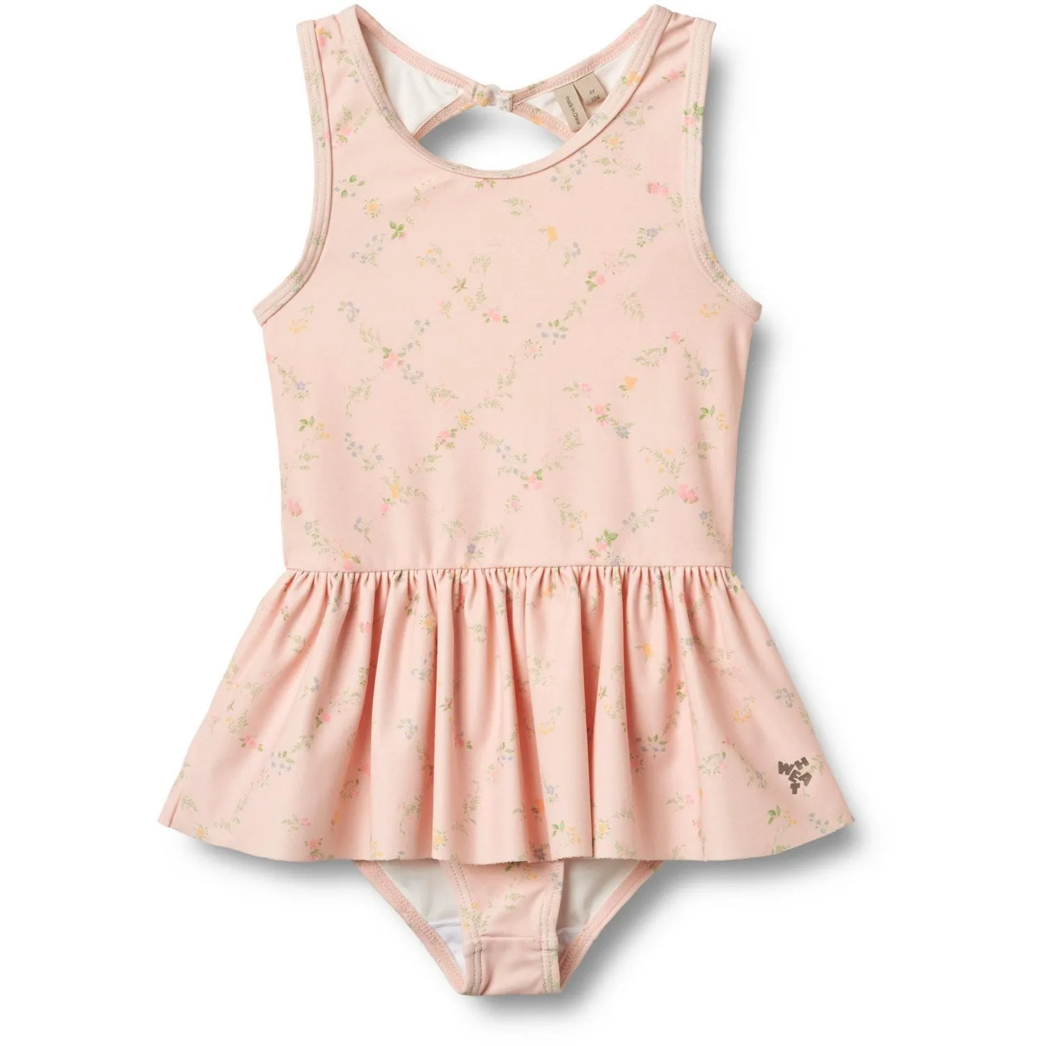 Wheat Powder Checked Flowers Swimsuit Erna