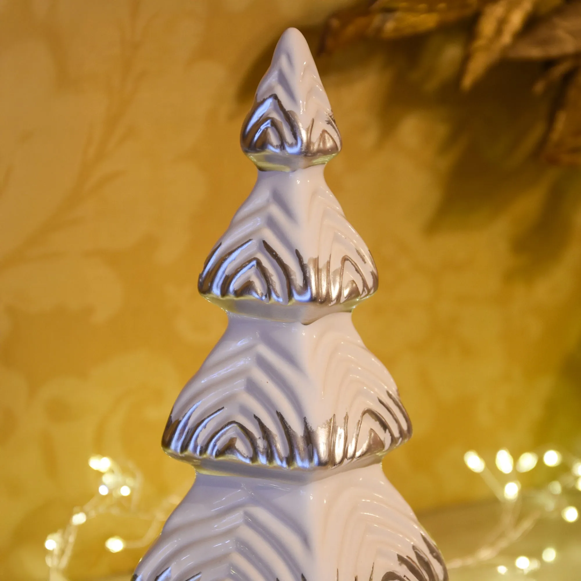 White & Silver Ceramic Christmas Tree