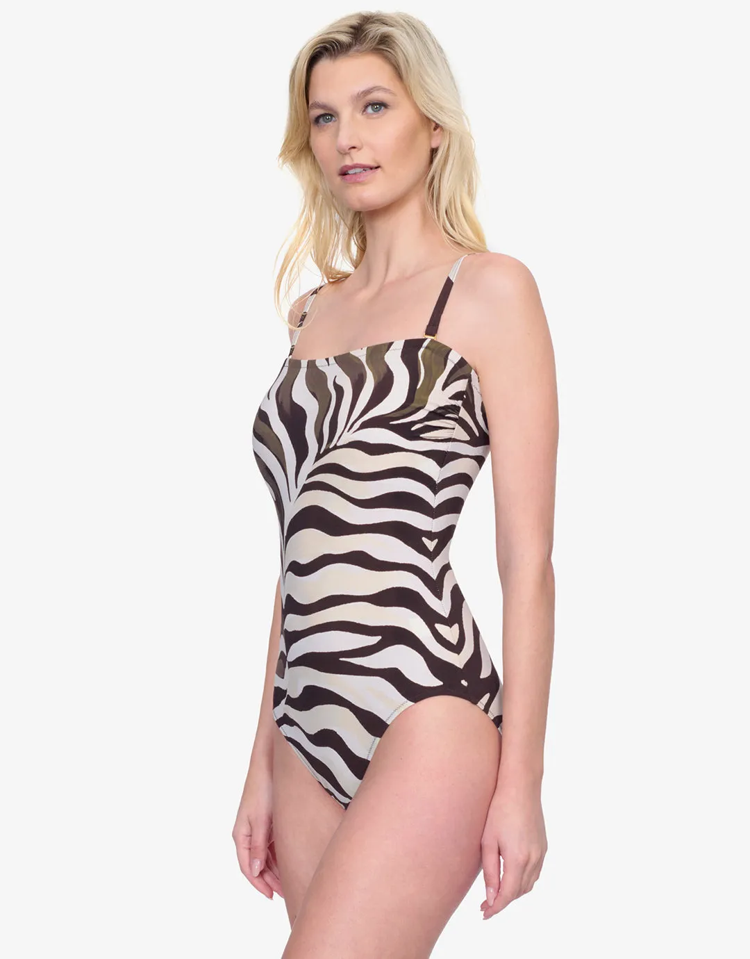 Wildest Dream Bandeau Swimsuit - Multi Brown
