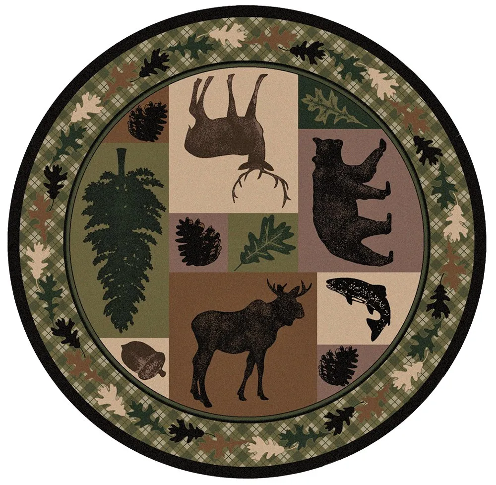 Wildlife Retreat Lodge Rugs sectional couch, U-shape sofa