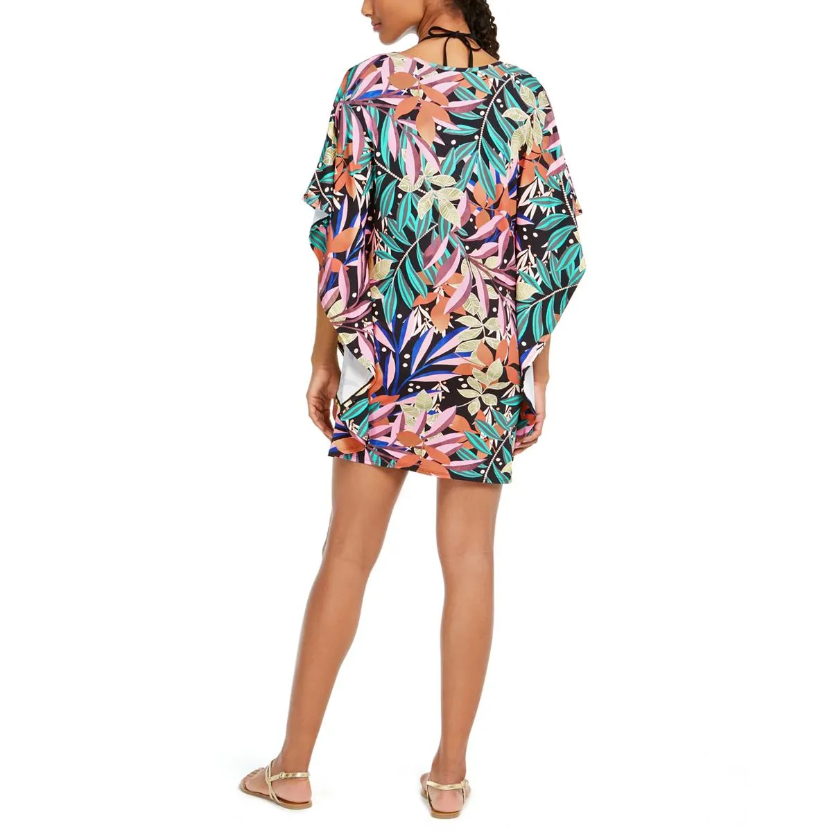 Womens Floral Print Butterfly Sleeve Cover-Up