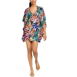 Womens Floral Print Butterfly Sleeve Cover-Up