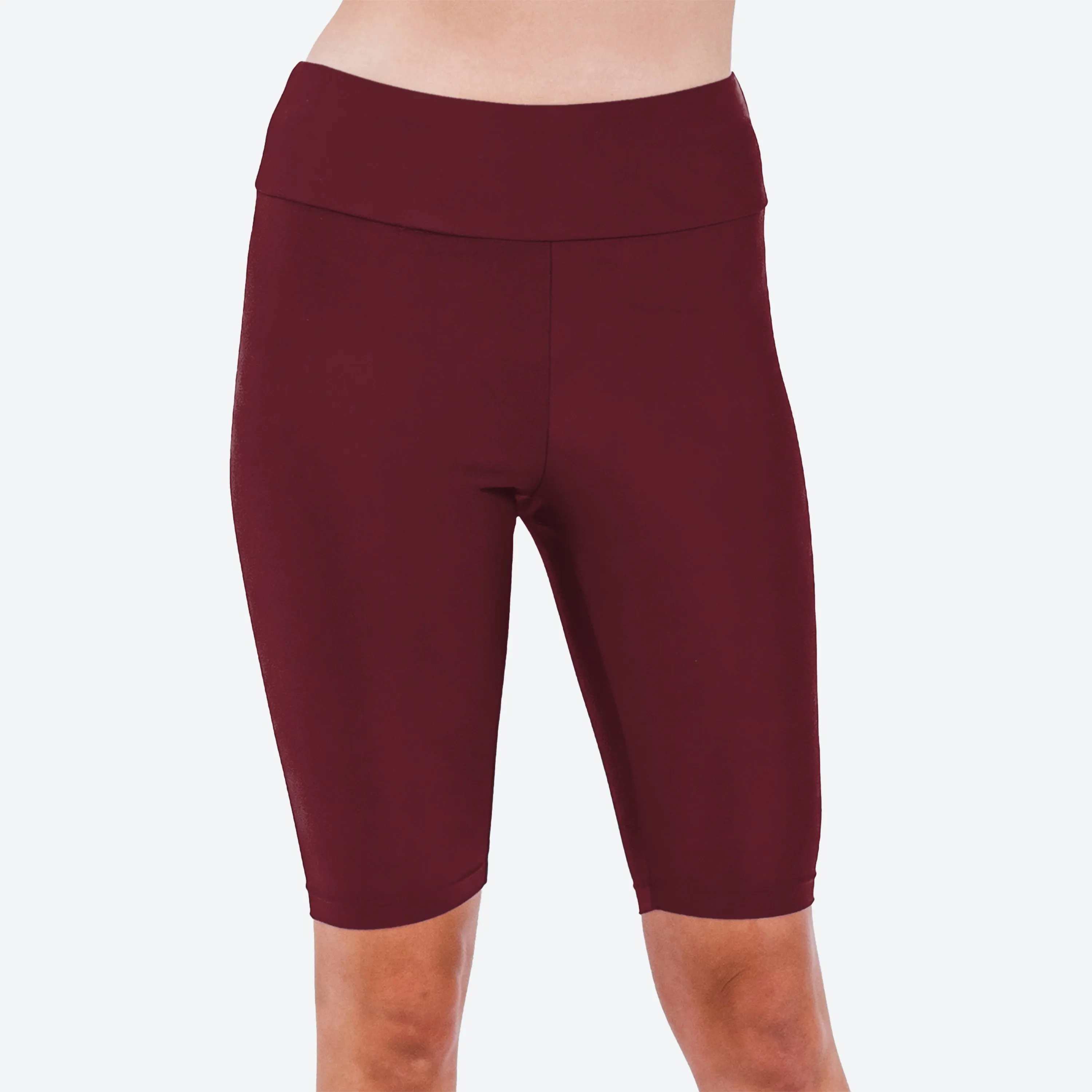 Women's High Waisted Long Bike Swim Shorts