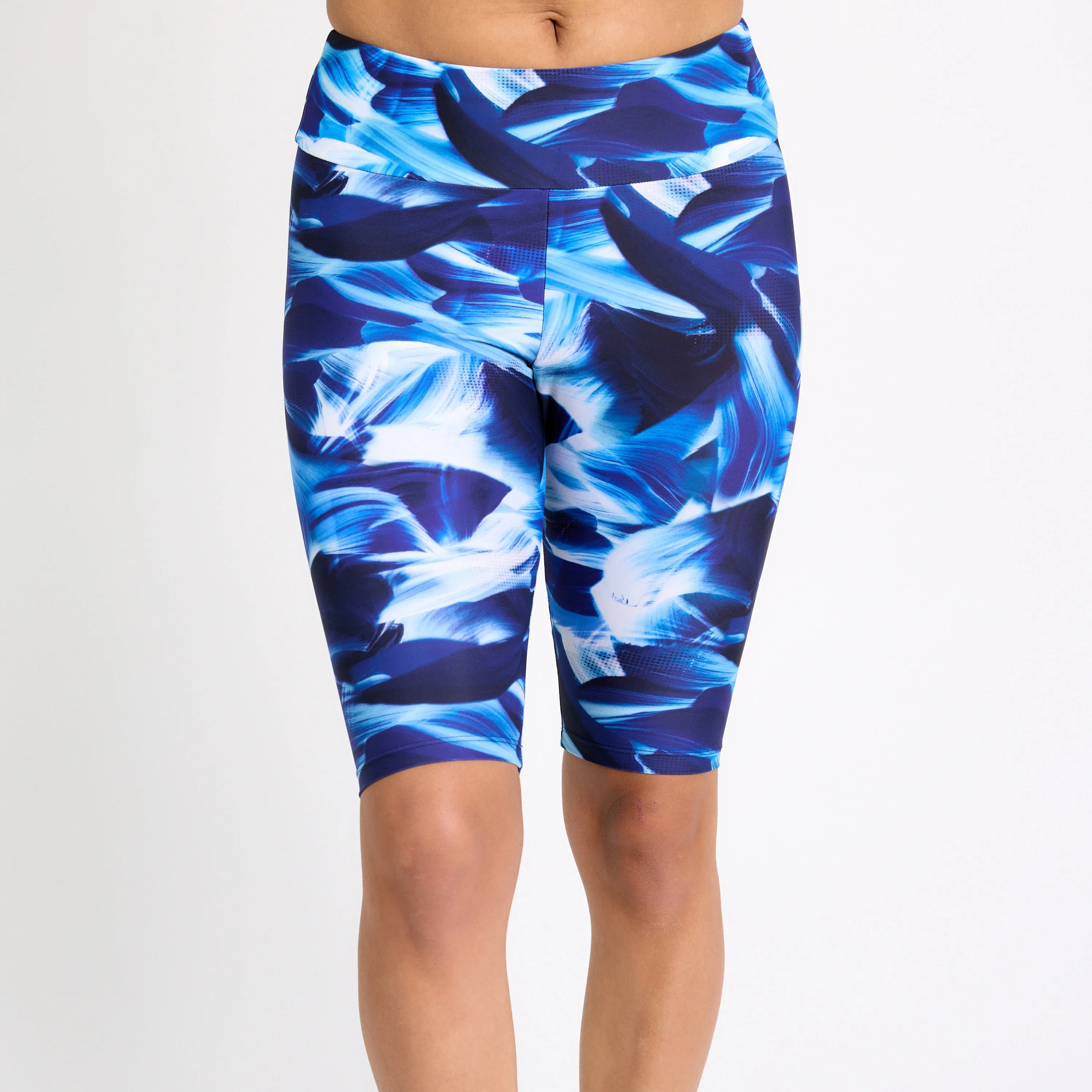 Women's High Waisted Long Bike Swim Shorts