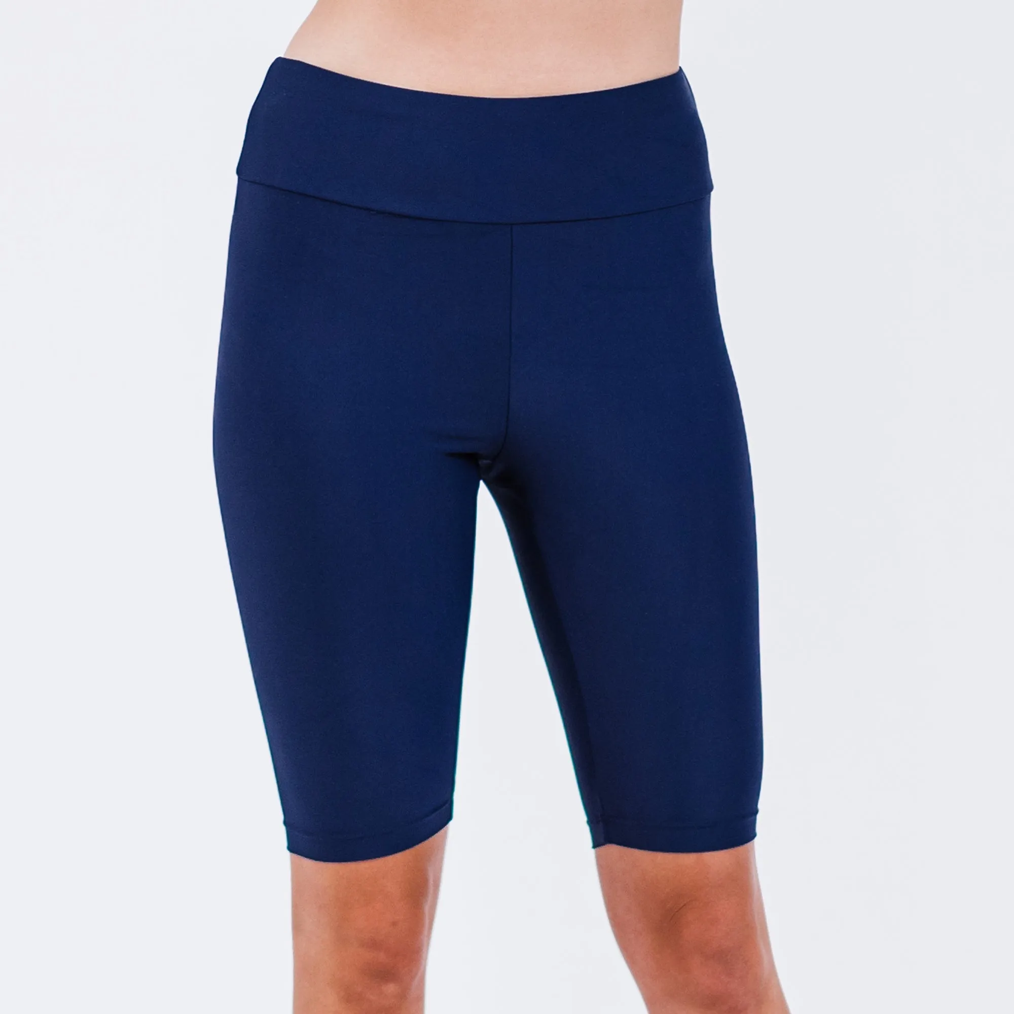 Women's High Waisted Long Bike Swim Shorts