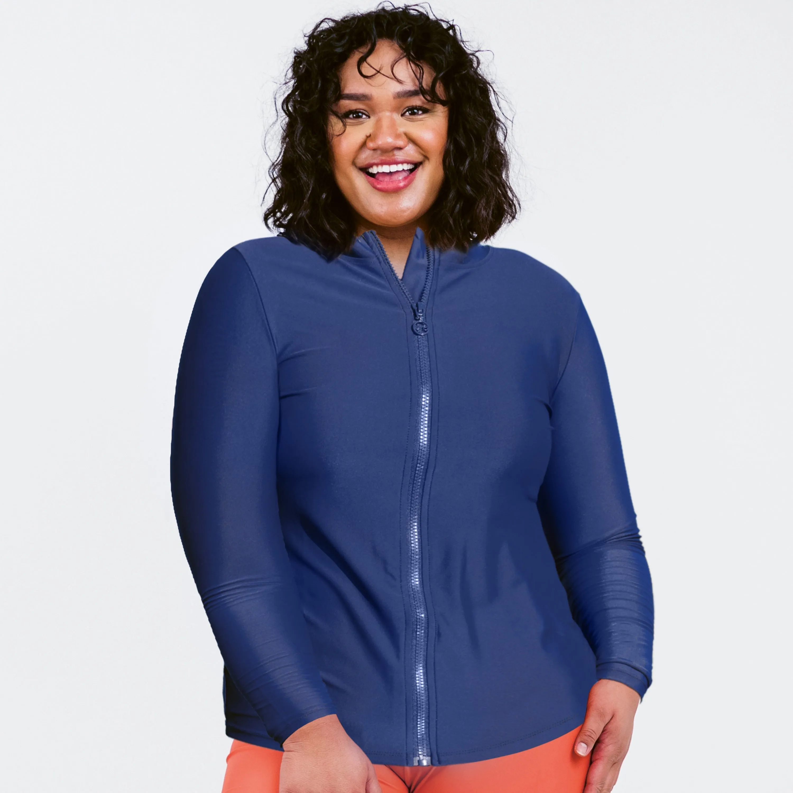 Women's Plus Long Sleeve Full-Zip Nora Swim Top