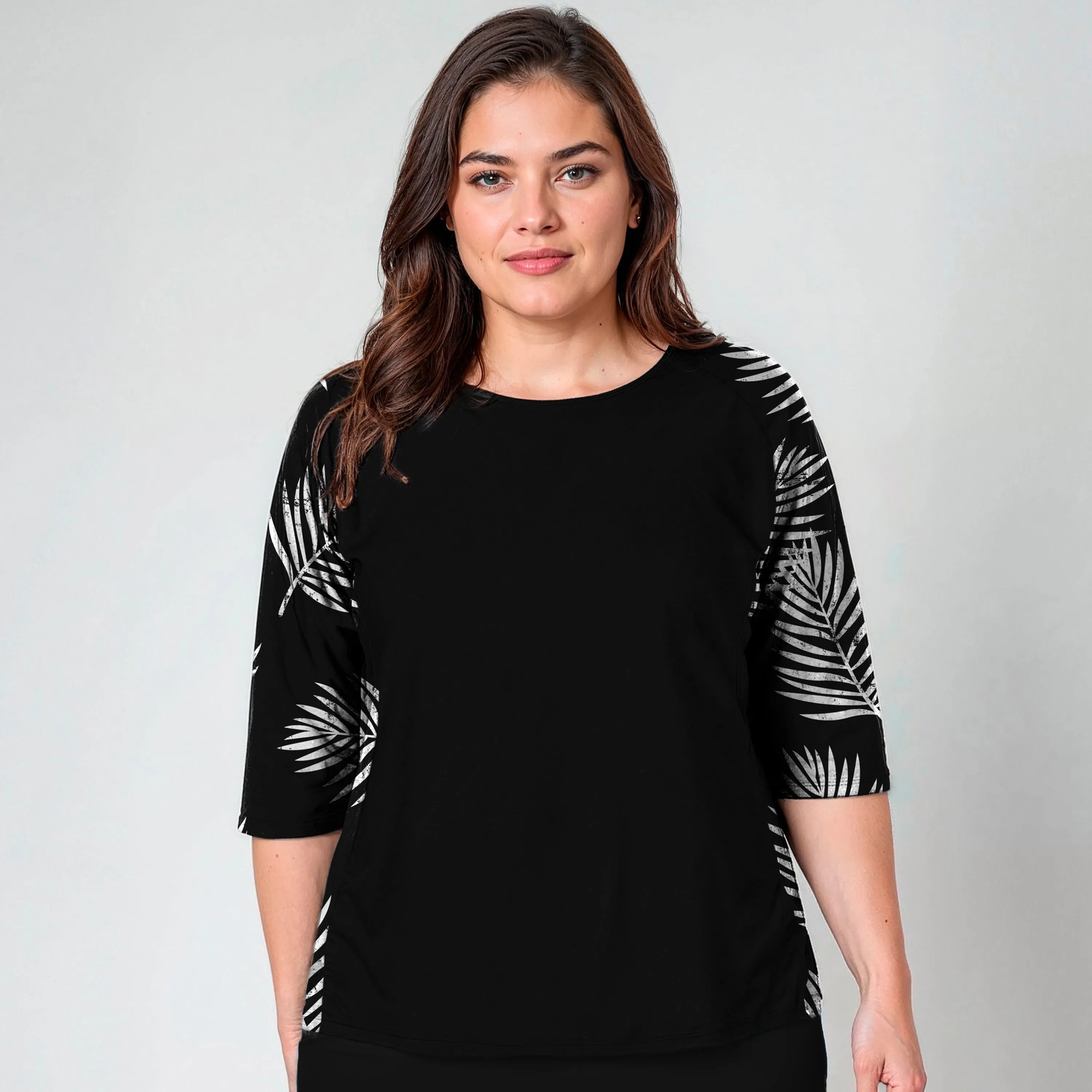 Women's Plus Loose Fit 3/4 Sleeve Rash Guard Margaux Swim Top