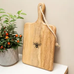 Wooden Paddle Serving Board with Bee Detail kitchen essentials, utensils set