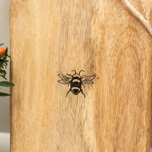 Wooden Paddle Serving Board with Bee Detail