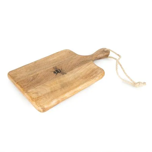 Wooden Paddle Serving Board with Bee Detail