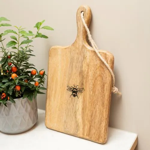 Wooden Paddle Serving Board with Bee Detail kitchen essentials, utensils set