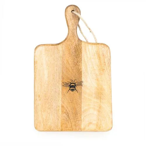 Wooden Paddle Serving Board with Bee Detail