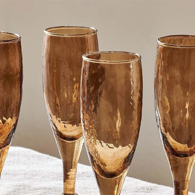 Yala Set of 4 Champagne Glasses, Smoke Brown