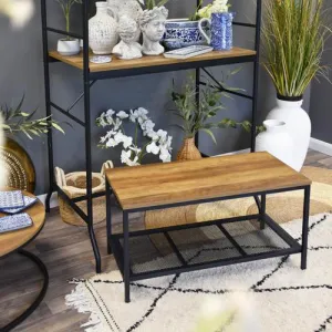 Yellow Oak Coffee Table with Black Frame kitchen essentials, utensils set