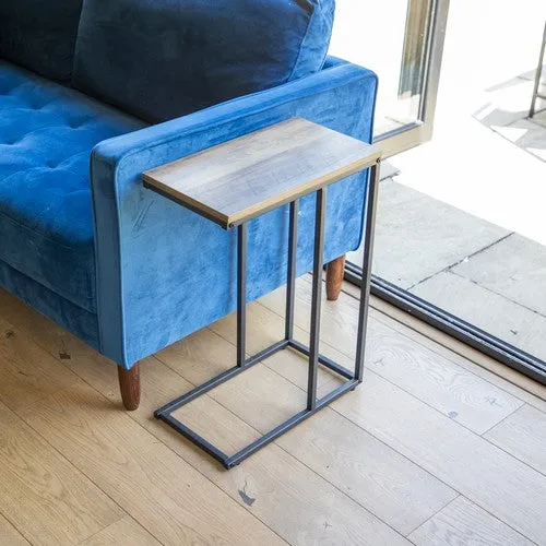 Yellow Oak Side Table with Black Legs