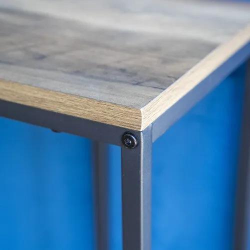 Yellow Oak Side Table with Black Legs