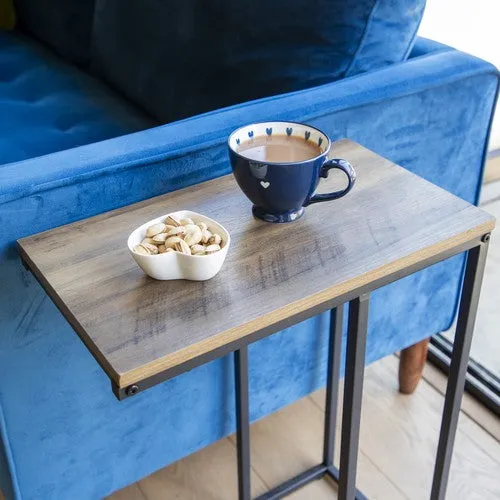 Yellow Oak Side Table with Black Legs