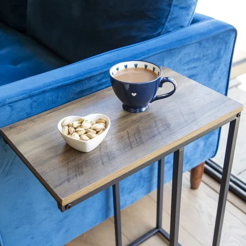 Yellow Oak Side Table with Black Legs