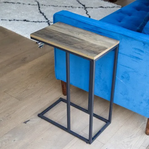 Yellow Oak Side Table with Black Legs