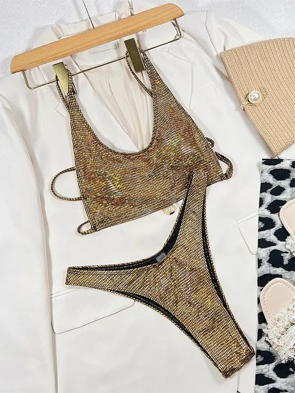 ZASUWA Female Multi-coloured Gradient Drawstring Bikini Set