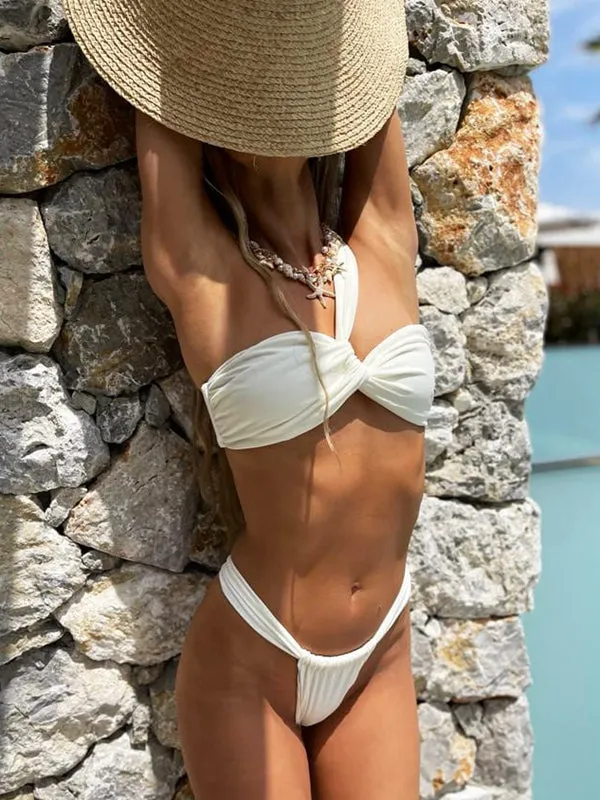 ZASUWA Female One-shoulder Design Thong Beach Bikini Set