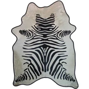 Zebra Black on Off-White Cowhide w/ Leather Trim fire pit, outdoor fire bowl