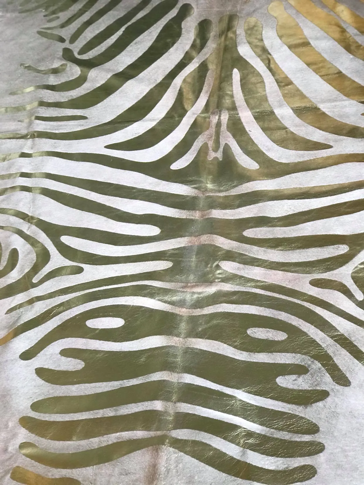 Zebra Gold on Beige Cowhide Rug