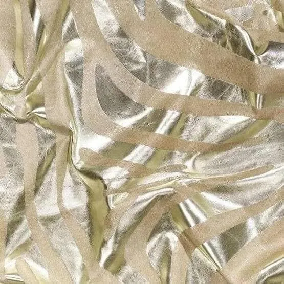 Zebra Gold on Beige Cowhide Rug