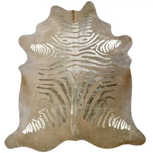 Zebra Gold on Beige Cowhide Rug fire pit, outdoor fire bowl