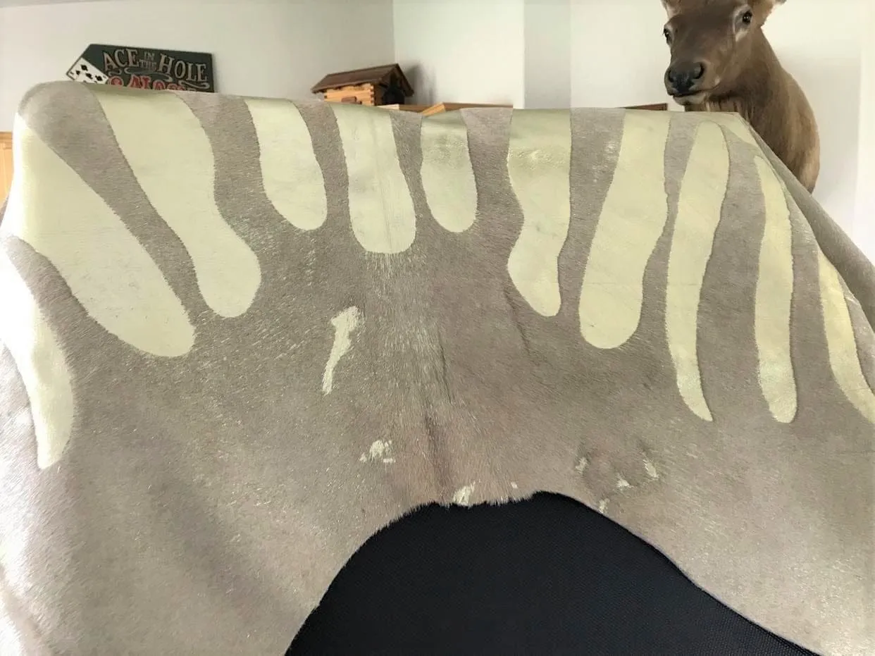 Zebra Gold on Beige Cowhide Rug
