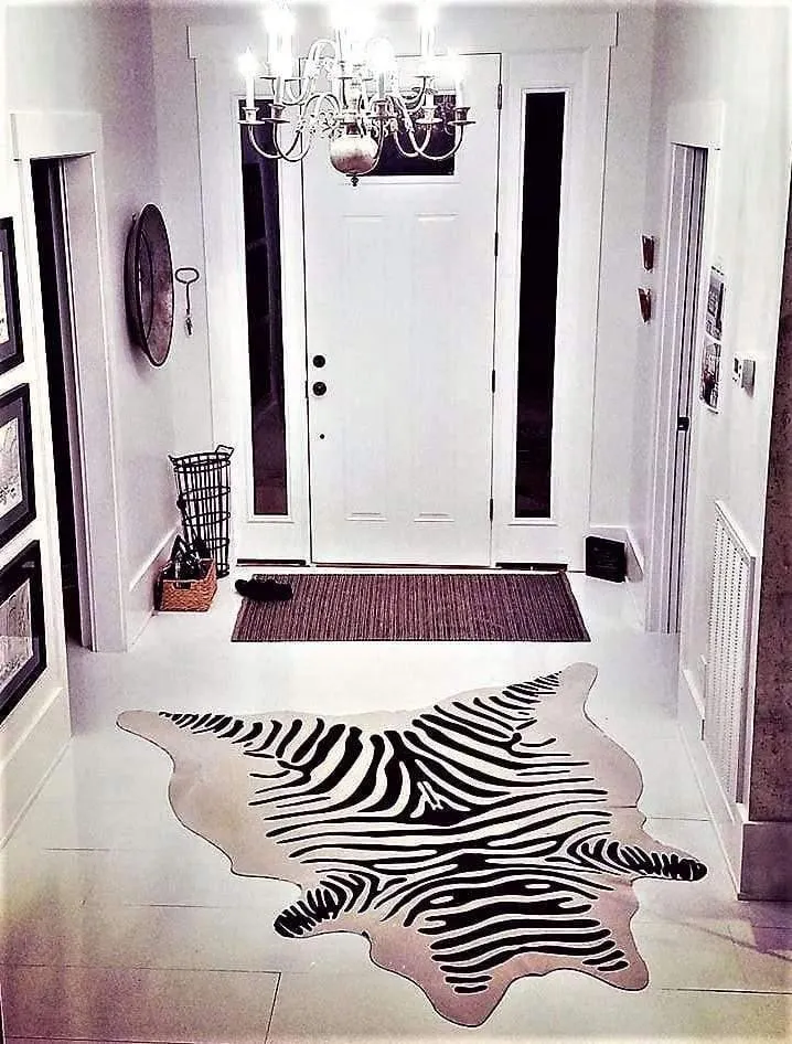 Zebra Print Cowhide Rug