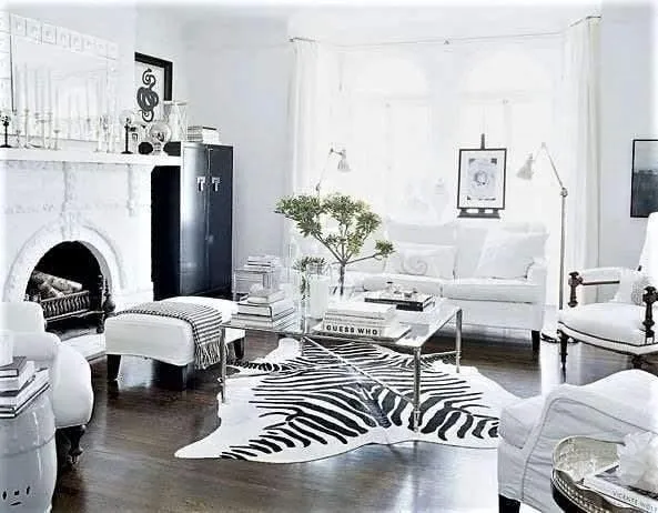 Zebra Print Cowhide Rug