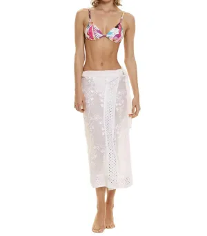 Zinna Gleam Cover-Up In White Pareo
